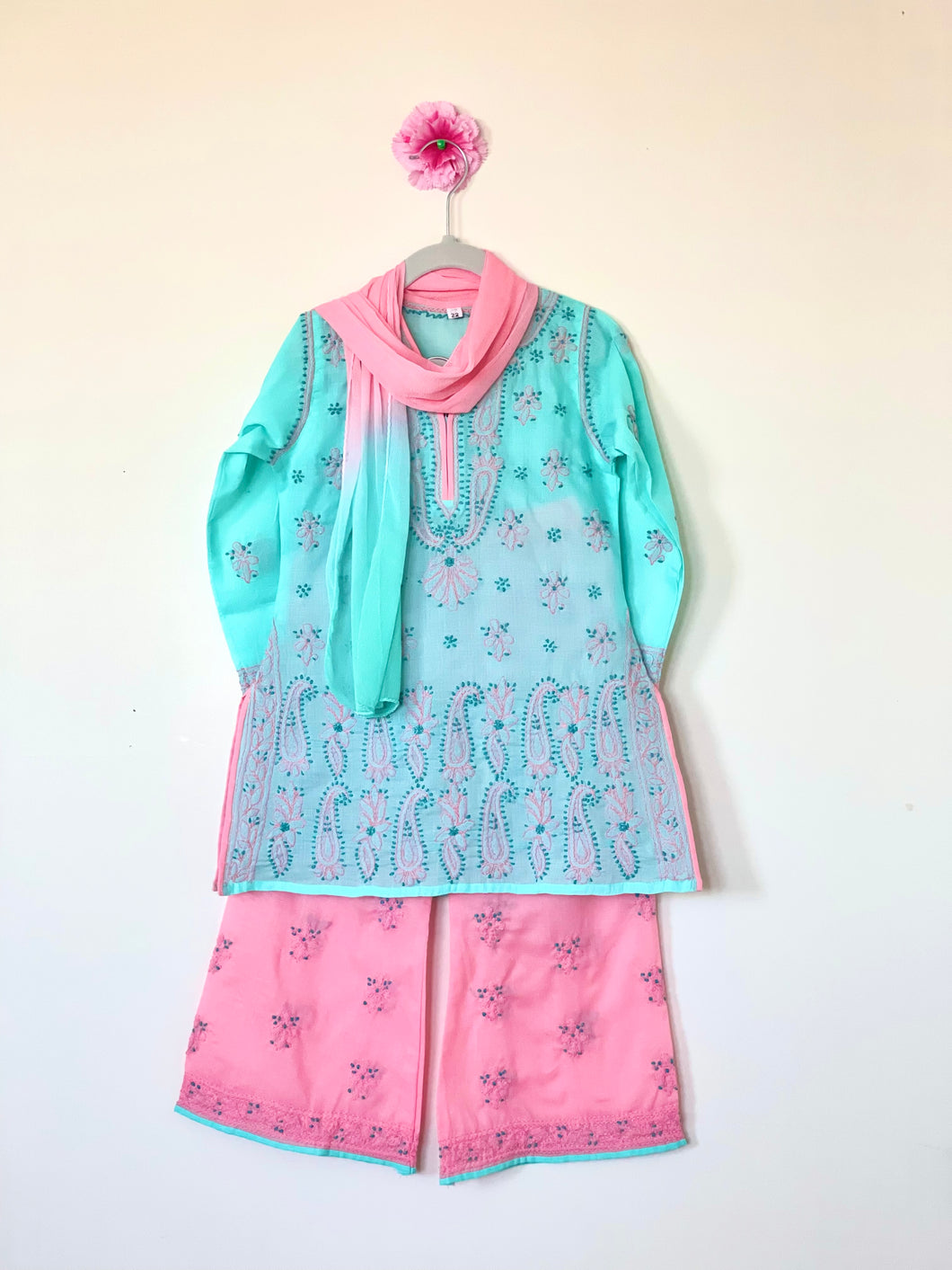 Kids Palazzo Set in Blue & Pink